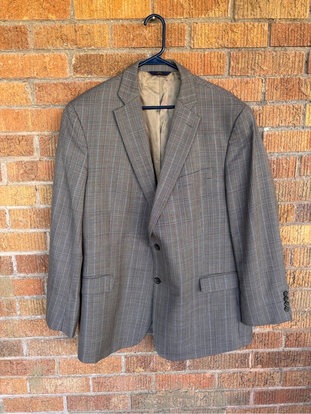Brooks Brothers 346 Plaid Suit Jacket Blazer 100% Wool Men's Two Button 48R